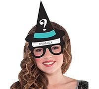 Amscan 9907461 Hallo-ween Friends Game-6x Glasses, 24x Stickers Witch Hat Halloween Guessing Game-2 Pcs, Multicoloured