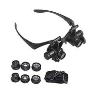 Glasses Magnifier 10x 15x 20x 25x LED Illumination Double Eyes Jewelry Magnifying Loupe Eyeglass Repair Tools for Miniature Engraving Watch Repair Arts & Crafts