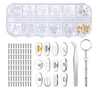 Glasses Nose Pads Glasses Repair Set with 80 Screws Tweezer Small Screwdriver for Glasses Reading Glasses 12 Styles 60 Pairs
