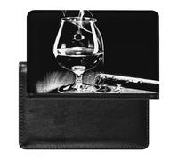 Glasses Of Smoke Black White Women's Passport Protector, Men's Passport Protector, PU Travel Passport Protector for Women Men Worker 5.8 x 3.9 x 0.4 inch