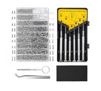 Glasses Repair Kit, 1000 Glasses Screws, 6 Glasses Screwdrivers & Tweezers, Ideal for Repairing Glasses, Sunglasses & Watches
