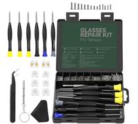 Glasses Repair Kit with Magnetic Screwdriver Set, Screws & Soft Nose Pads - Portable Mini Spectacle, Sunglasses & Watch Repair Tool Kit with Tweezers