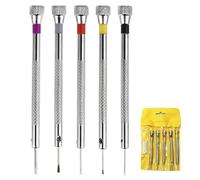 Glasses Screwdriver & Watch Repair Tool Kit, 5PCS Precision Watchmakers Screwdriver (0.8/1.0/1.2/1.4/1.6mm) Flathead Phillips for Eyeglasses Tightening Watch Battery Replacement Jewelry Electronics