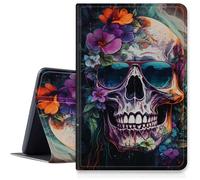 Glasses Sugar Skull Case for iPad 9th/ 8th/ 7th Generation 10.2 inch 2021/2020/2019 Release, Shockproof PU Leather Folding Stand Case with Auto Sleep/Wake for iPad 10.2 inch