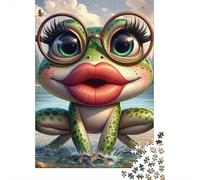 Glasses1000 Pieces Cardboard Fashion Frog Jigsaw Puzzle Set Adults Kids Age 12+ Challenging Game Concentration Training 52x38cm/1000pcs