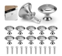 GlassFlength Cabinet Knobs 12PCS, 30mm Stainless Steel Cupboard Handles with 12 Screws Drawer Knobs Door Kno bs Kitchen Handles for Kitchen Cupboard Wardrobe Dresser Furniture (Silver)