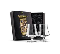 GLASSIQUE CADEAU 440 ml Medium Brandy, Cognac, and Armagnac Snifter Glasses | Set of 2 | Crystal Sniffer Bowls with Short Stem | Elegant Drinking and Tasting Glassware for Liquor and Spirits