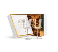 GLASSIQUE CADEAU Crystal Aperol Spritz Cocktail Glasses | Set of 2 | 440 ml Long Stemmed Goblets for Drinking Limoncello Spritz, Campari, Hugo Spritz | Elegant Glassware for Spritzer Drinks
