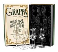 GLASSIQUE CADEAU Crystal Grappa and Cordial Glasses | Set of 6 | Small 90 ml Long Stemmed Spirit Glassware for Liqueur, After Dinner Drink, Aperitif, Digestive | Italian Tulip Shaped Liquor Stemware