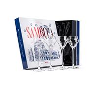 GLASSIQUE CADEAU Crystal Sambuca Glasses with Long Stem for Sipping Liqueur, Cordial, Digestive | Set of 4 | 90 ml Tall Stemmed Liquor Glassware for Aperitif, Amaro, Liqueur, Spirits