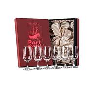 GLASSIQUE CADEAU Port and Dessert Wine, Sherry, Cordial, Aperitif Tasting Glasses | Set of 4 Small Crystal 200 ml Sippers | Mini Short Stem Nosing Taster Copitas | After Dinner Drink Glassware