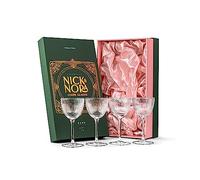GLASSIQUE CADEAU Vintage Art Deco Nick and Nora Coupe Glasses | Set of 4 | 150 ml Crystal Ribbed Gin Cocktail Glassware for Drinking Classic Bar Drinks | Retro Long Stemmed Goblets