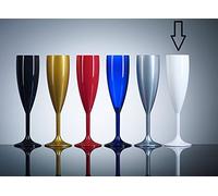 Glassjacks White Plastic Champagne Flutes, 12 Pack, 6.6oz, Catering Quality Plastic Glasses - Reuse 1000's of Times | Virtually Unbreakable - Tough Polycarbonate