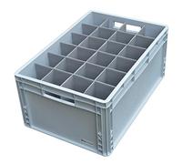 Glassjacks Wine Glasses Storage Crate with Internal Dividers - Glassware Storage Crate - Medium Wine Glasses 24 Cells | Glass or item max width 81mm, Glass or item max height 250mm | Lid Included