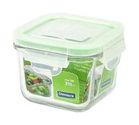 GLASSLOCK Square Food Storage Container (Capacity/Height/Width/Length/Height with Lid: 210 ml / 6.5 cm / 8.5 cm / 8.5 cm)