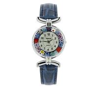 GlassOfVenice Millefiori Murano Watch with Leather Strap - Blue Multicolour