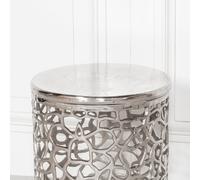 Glasstone Aluminium Fretwork Side Table in Metallic Silver Glasstone Metallic Silver