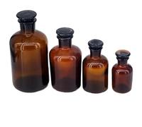 Glassware Labware 30ml 60ml 125ml 250ml 500ml 1000ml 2500ml Brown Glass Narrow Mouth Bottle With Stooper, Lab Chemistry Glassware(60ml)