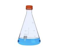 Glassware Labware Glass Erlenmeyer Flask With Yellow Plastic Screw Cap Lab Bottle(2000ml)