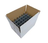 Glassware Storage Box | Champagne Flute Box - Pack of 2 | Strong - Double Walled Cardboard Box | 35 Cells | Glass or item max width 64mm, glass max height 250mm | box ref. 240-35-C
