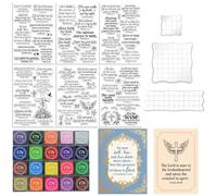 GLASSWINDS 29PCS Biblical Words Elements Clear Stamp Set for Card Making and DIY Scrapbooking Journaling, Include 3PCS Acrylic Clear Stamp Blocks, 6PCS Silicone Stamps, 20PCS Craft Ink Pads