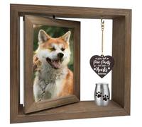 GLASSWINDS Rotating Wooden Pet Photo Frame 4x6 Inch, Dog & Cat Loss Keepsake, Sympathy Bereavement Condolence Memorial Present For Animal Lovers