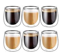 glastal 6 x 100ml (4oz) Double Walled Espresso Cups Glass Coffee Tea Cups