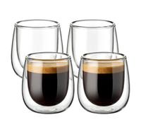 glastal Espresso Cups 100ml(4oz) Double Walled Glasses Coffee Cups Set of 4
