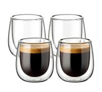 glastal Espresso Cups 100ml (4oz) Double Walled Glasses Coffee Glass Cups Set of 4, Clear Glass Coffee Cups Espresso Mug 100 ml (Full Capacity) Borosilicate Double Wall Glass Cup
