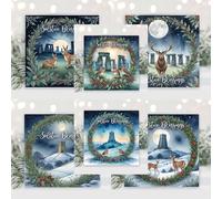 Glastonbury Tor & Stonehenge Pagan Winter's Night, Wicca, Greeting cards to celebrate the Winter Solstice, Yule and Christmas. Buy individually or as packs
