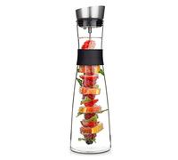 GLASWERK Carafe - 1.6 L Glass Carafe with Fruit Skewer, Stainless Steel lid & Handle - Elegant Water Carafe Made of Borosilicate Glass for Hot/Cold Water, Ice Tea and Juice Beverage