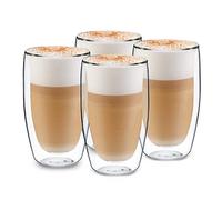 GLASWERK Design Latte Macchiato Glasses Double-Walled (4 x 450ml) Cappuccino Cups - Double-Walled Glass Set Made of Borosilicate Glass - Dishwasher-Safe Tea Glasses Coffee Cups Set - Thermal Glasses