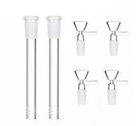 GLATOBBON Downstem Diffuser 14 mm/4pc Male Glass Bong DownStem Adapter 12 cm/2pc Diffuser Bottom Handle for Water Bong