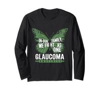Glaucoma Awareness We Fight As One Butterfly Green Ribbon Long Sleeve T-Shirt