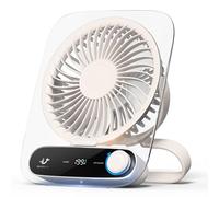 GlauStalos Desk Fan, Portable USB Desk Fan With 3000mAh Rechargeable Battery, 1-199 Speeds Small Table Fan, Slim Silent Electric Fan For Bedroom, Office, Outdoor, Traval (Beige)