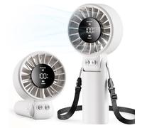 GlauStalos Handheld Fan Rechargeable, Portable Fan with 100 Speeds 4000mAh, LED Display, 180° Adjustable, Battery Operated Mini Fan for Home Office Outdoor Travel, White