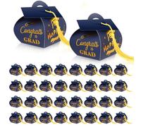 Glavatrix 40 Pcs Graduation Cap Gift Box Graduation Party Favors Candy Box Treat Box with Tassel Table Centerpieces Class of 2025 Grad Decorations (Blue)