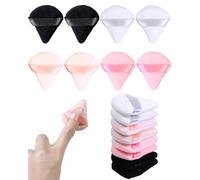 Glavatrix 8 PCS Mini Powder Puff, Finger Setting Powder Puffs for Face, Small Velour Triangle Makeup Sponge (Black+White+Nude+Pink)