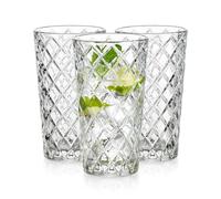 Glaver's Drinking Glasses - Set of 10-14oz. Highball Glass Cups - Dishwasher Safe Cocktail - Diamond Cut Shape - Tall Beer Glasses, Water Glasses, Bar Glass, Wine, Juice, Iced Tea