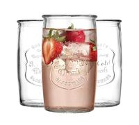 Glaver's Drinking Glasses Set of 4, Vintage Italian Style - Elegant 20 Oz Clear Tumbler Glassware Set- Genuine Artisan-Made for, Refreshing Drinks, Beverages, Cocktails.