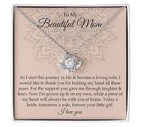 GLAVICY Bride To Mother Necklace Gift, Daughter To Mother On Mother's Day Necklace, Mother Of The Bride Gift From Daughter, To Mom On My Wedding Gifts with Message Card and Box Meaning