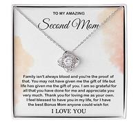 GLAVICY To My Bonus Mom Necklace from Daughter or Son | Step Mom Gift for Mother's Day or Birthday | Pendant Jewelry with Message Card and Box Meaning to Bonus Mom & Second Mum
