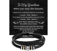 GLAVICY To My Grandson Bracelet, Bracelet Grad Gift for Grandson, Bracelets For Grandson From Grandparent, Birthday Gift Bracelets with Message Card and Box, Grandson Bracelet, Stainless Steel, no