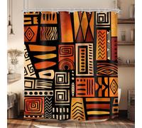 Glawry African Shower Curtain Abstract Ethnic Afro Tribal Historical African American Boho Geometric Bathroom Neutral 60Wx72L Inches Bath Accessories Art Home Decor Fabric 12 Pack Hook