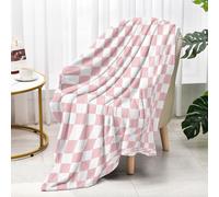 Glawry Pink Checkered Throw Blanket for Bed,51x59 Inch, Abstract Cute Retro Gingham Checkerboard Vintage Classic Modern Hippie Groovy Boys Kids Teens Soft Cozy Flannel Blankets for Sofa Couch Chair
