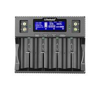 Glaxcidy LiitoKala Lii-D4XL Battery Charger with LCD Display, for 14500 18650 26650 32700 AA AAA Li-lion(4.2V) Ni-MH/Ni-CD(1.48V) LiFePO4(3.65V) IMR(4.35V), Input power AC 110-240V DC 12V2A, 4 Bay