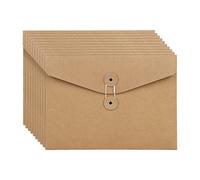 Glayent 10Pcs Kraft String Envelope File Folders A5 Letter Size Document Organizer for Office School Brown