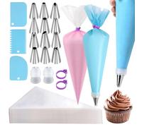 Glaze Bags and Tips Set, Icing Bags and Tips, 100 Disposable Glaze Bags and Spray Tips for Cupcakes, Cookies, Pastries, Baking (120)