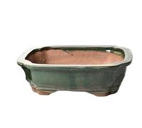 Glazed Ceramic Bonsai Pots without trays (Green, 16cm)