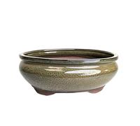 Glazed Ceramic Bonsai Pots without trays (Olive Green, 26cm)